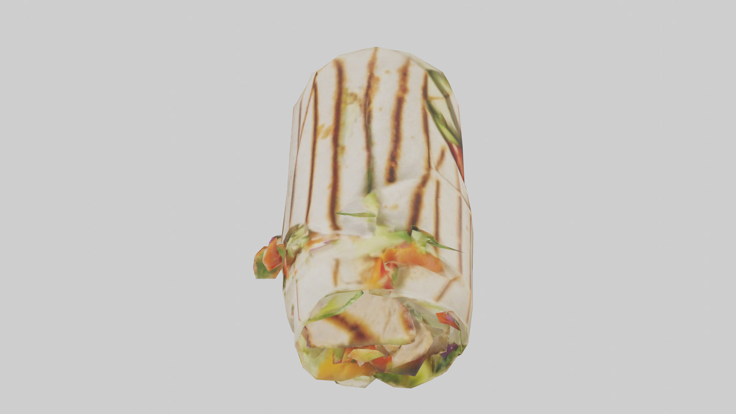 3D model Grilled chicken wrap with veggies model VR / AR / low-poly