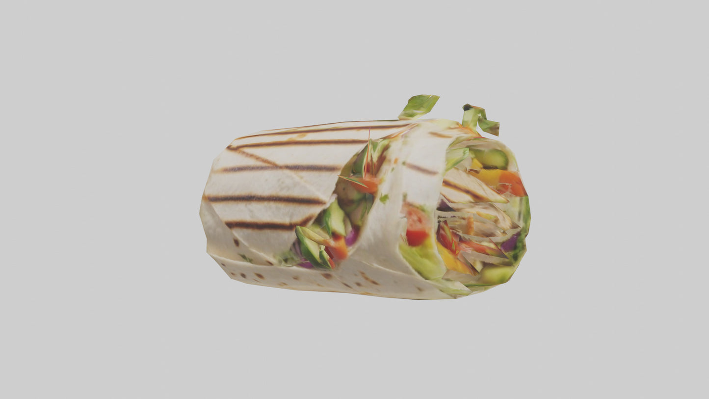 3D model Grilled chicken wrap with veggies model VR / AR / low-poly