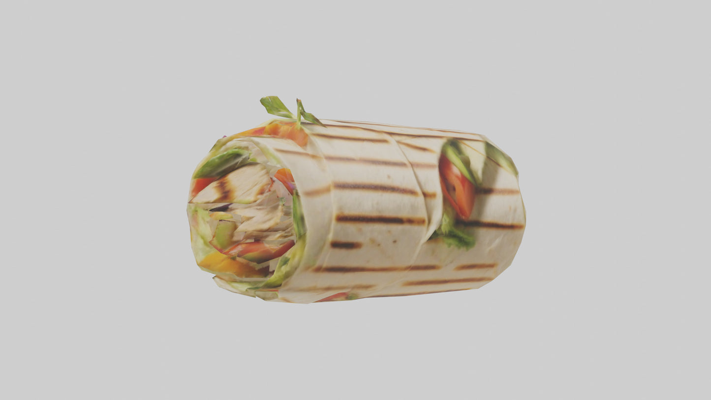 3D model Grilled chicken wrap with veggies model VR / AR / low-poly