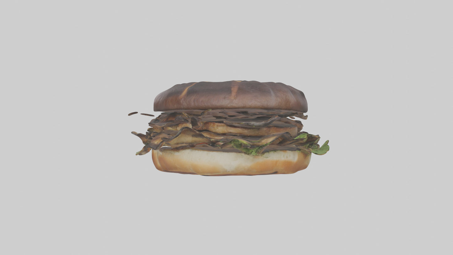 Grilled portobello sandwich model VR / AR / low-poly
