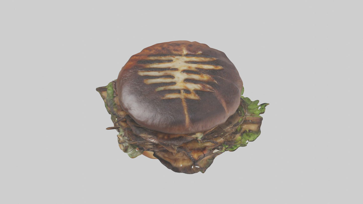 Grilled portobello sandwich model VR / AR / low-poly