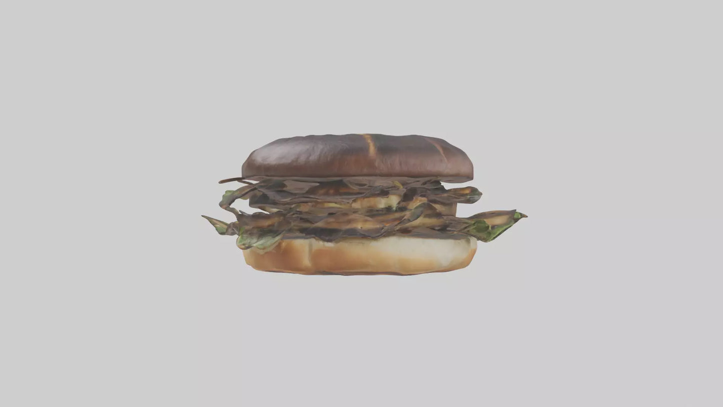 Grilled portobello sandwich model VR / AR / low-poly