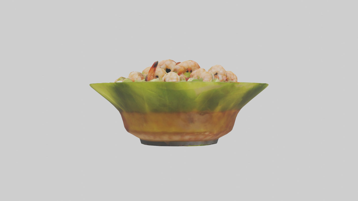 3D model Grilled shrimp salad model VR / AR / low-poly