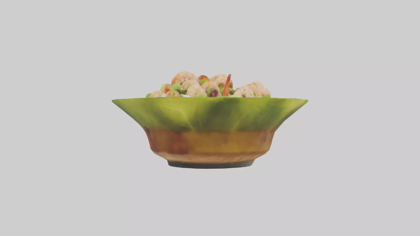3D model Grilled shrimp salad model VR / AR / low-poly