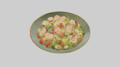 3D model Grilled shrimp salad model VR / AR / low-poly