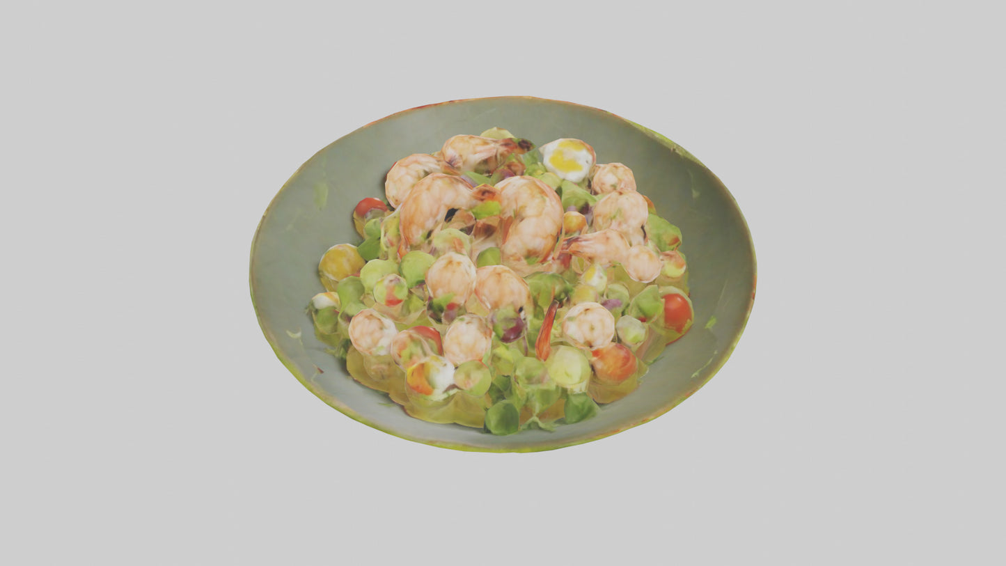 3D model Grilled shrimp salad model VR / AR / low-poly