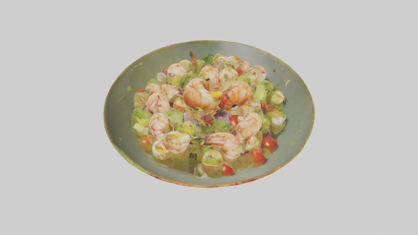 3D model Grilled shrimp salad model VR / AR / low-poly