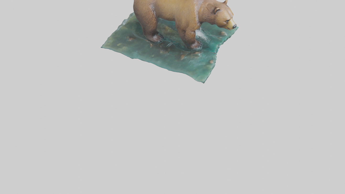 3D model Grizzly Bear fishing model VR / AR / low-poly