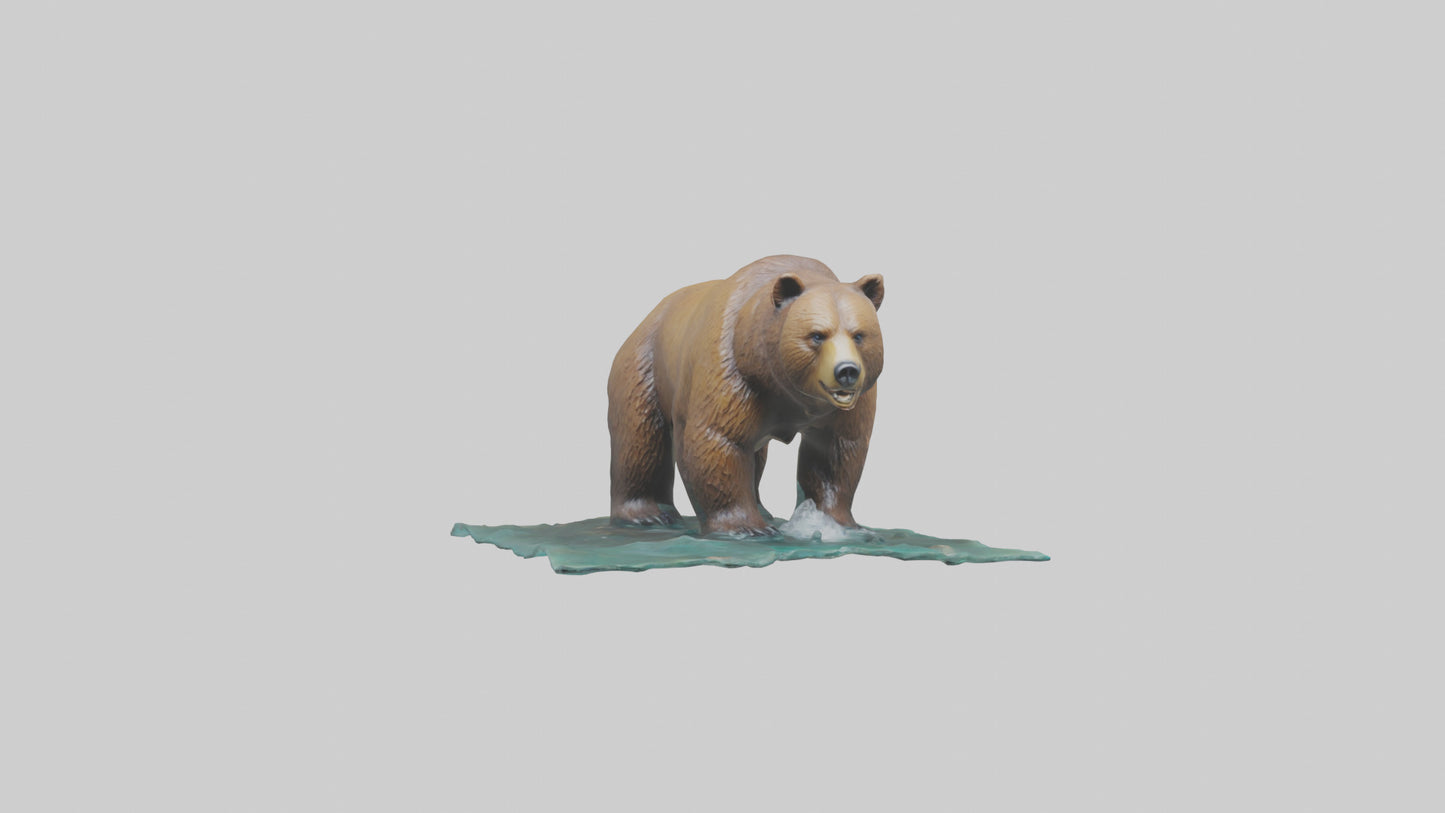 3D model Grizzly Bear fishing model VR / AR / low-poly