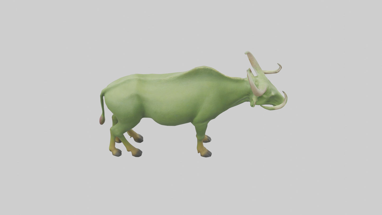 3D model Guar grazing in field model VR / AR / low-poly