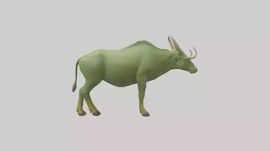 3D model Guar grazing in field model VR / AR / low-poly