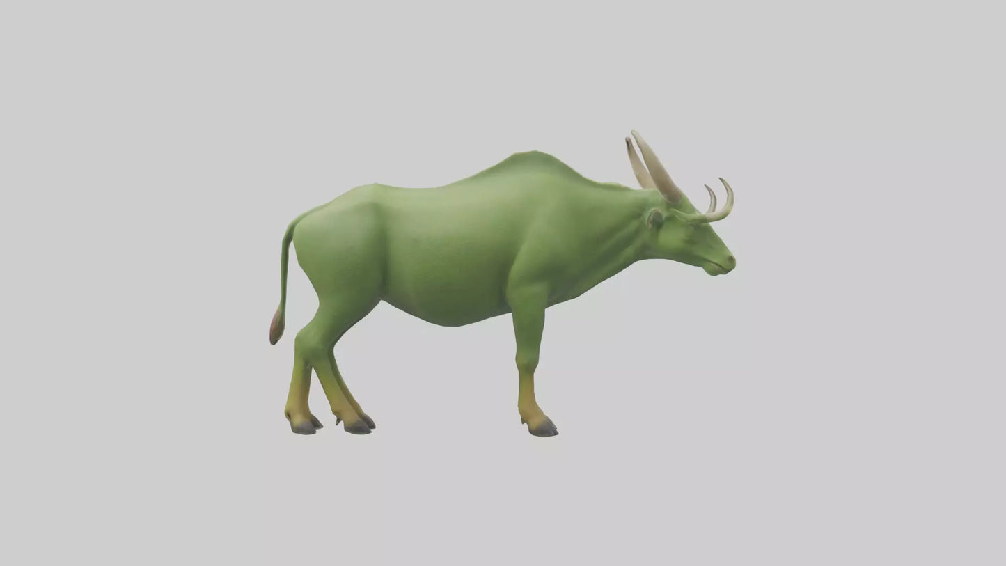3D model Guar grazing in field model VR / AR / low-poly