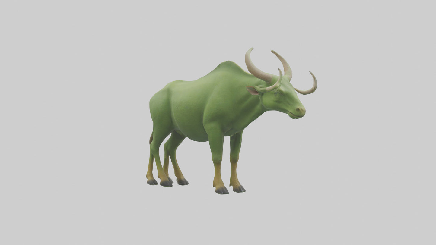 3D model Guar grazing in field model VR / AR / low-poly