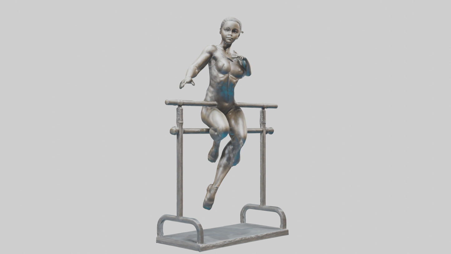 3D model Gymnast on Bars statue model VR / AR / low-poly