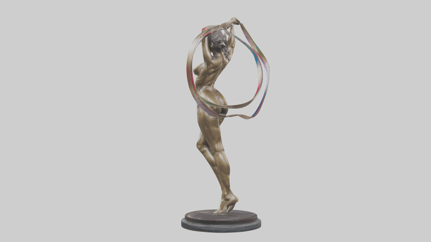 Gymnast with Ribbon statue model VR / AR / low-poly