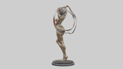 Gymnast with Ribbon statue model VR / AR / low-poly