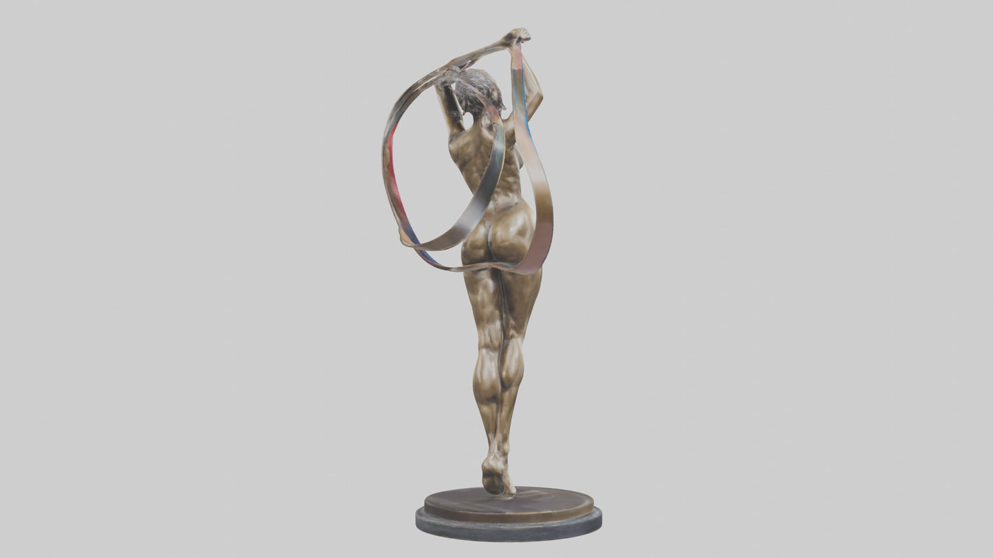 Gymnast with Ribbon statue model VR / AR / low-poly