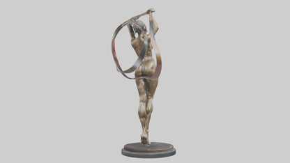 Gymnast with Ribbon statue model VR / AR / low-poly