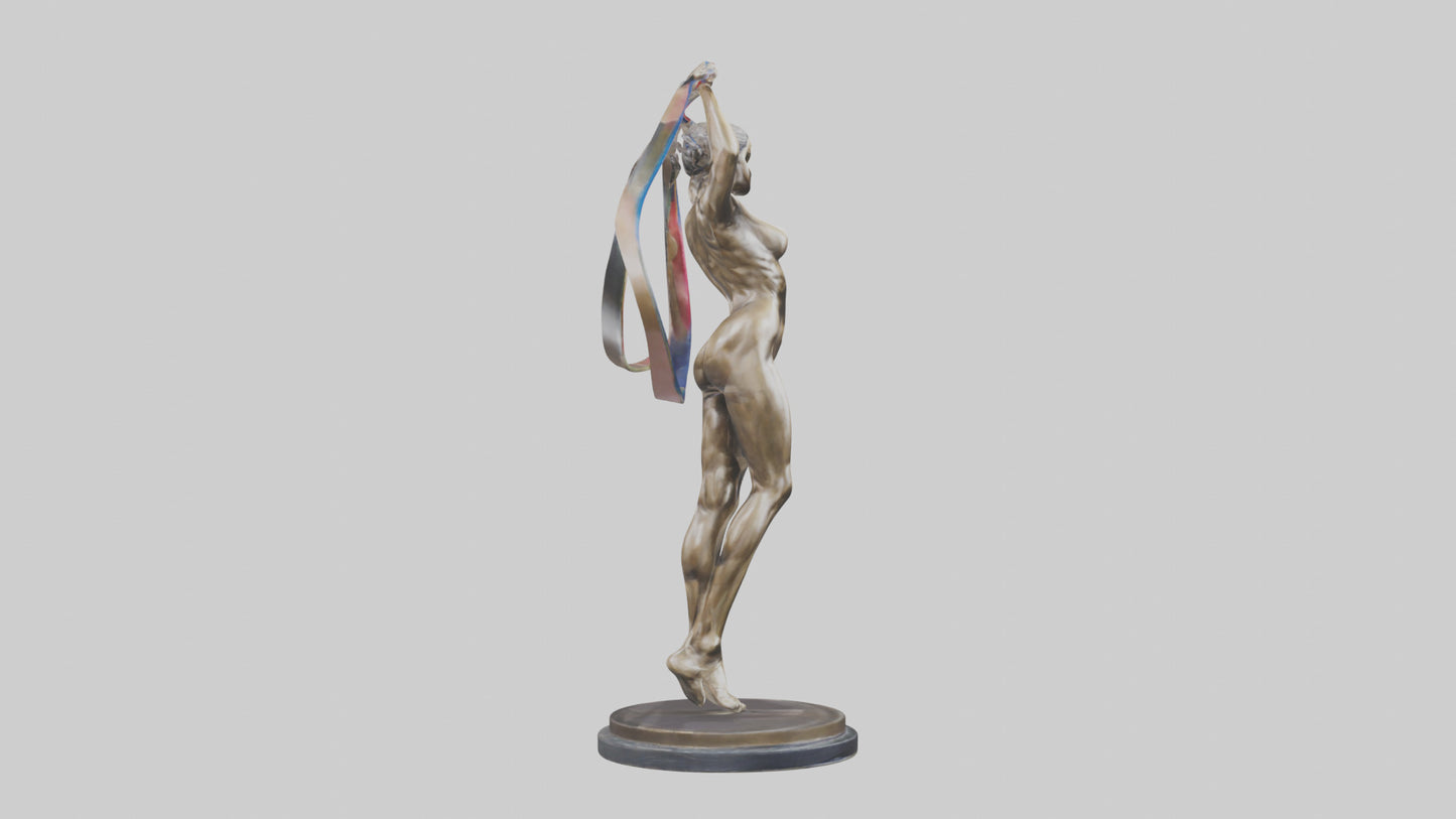 Gymnast with Ribbon statue model VR / AR / low-poly