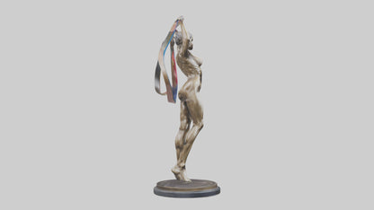 Gymnast with Ribbon statue model VR / AR / low-poly