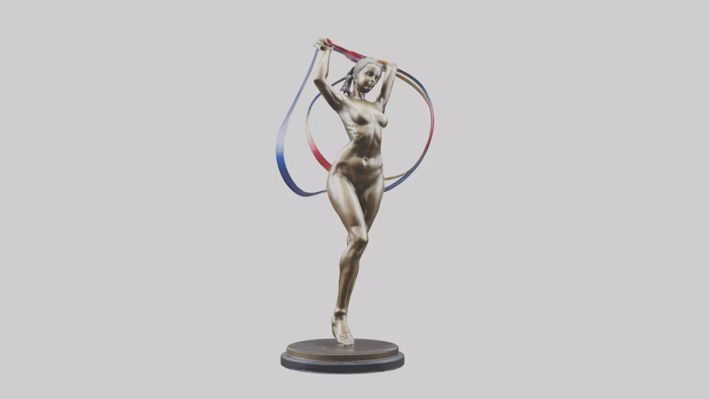 Gymnast with Ribbon statue model VR / AR / low-poly