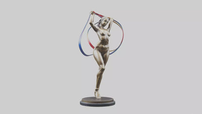 Gymnast with Ribbon statue model VR / AR / low-poly