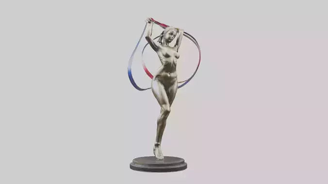 Gymnast with Ribbon statue model VR / AR / low-poly