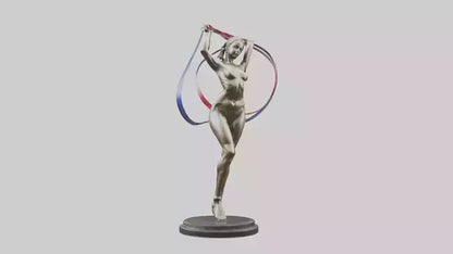 Gymnast with Ribbon statue model VR / AR / low-poly