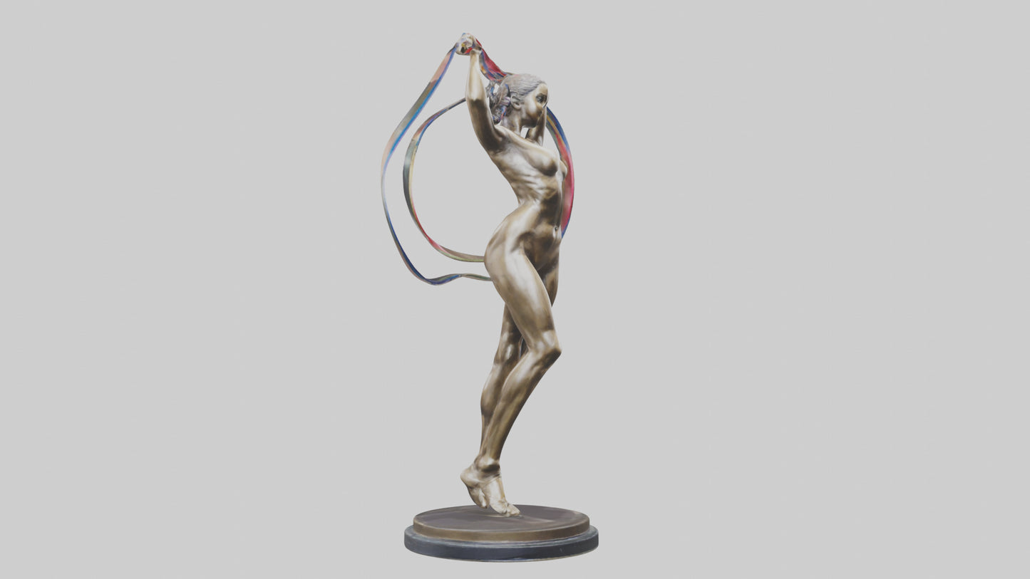 Gymnast with Ribbon statue model VR / AR / low-poly