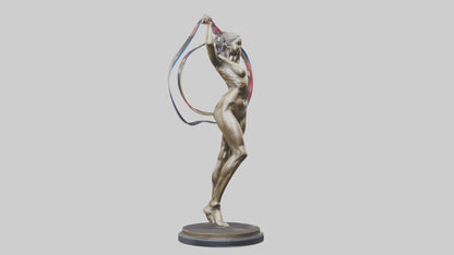 Gymnast with Ribbon statue model VR / AR / low-poly