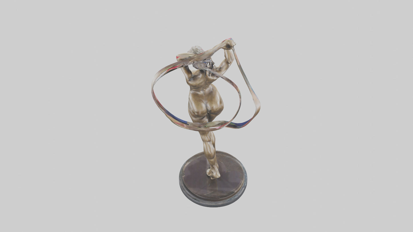 Gymnast with Ribbon statue model VR / AR / low-poly