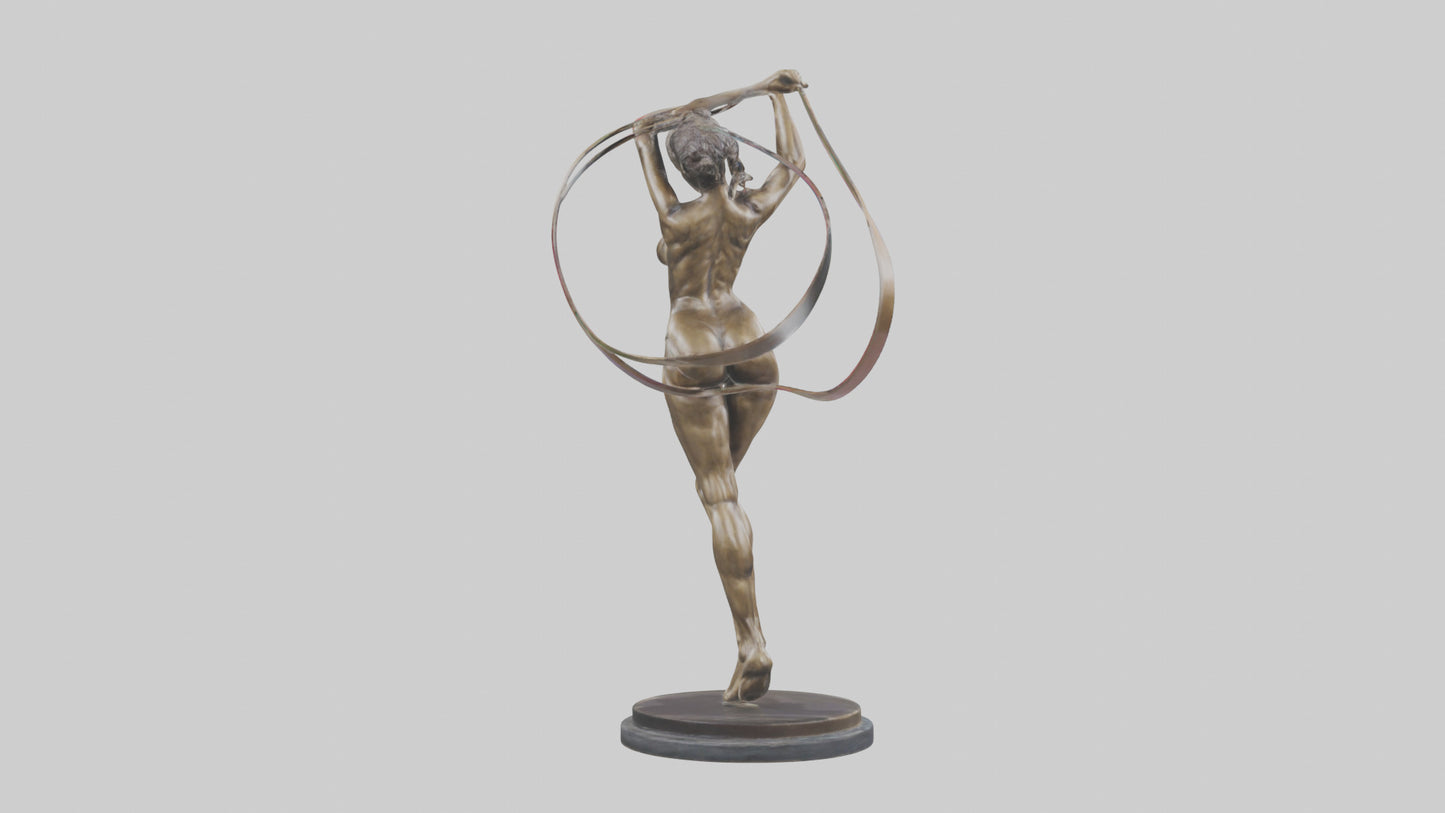 Gymnast with Ribbon statue model VR / AR / low-poly