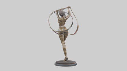 Gymnast with Ribbon statue model VR / AR / low-poly
