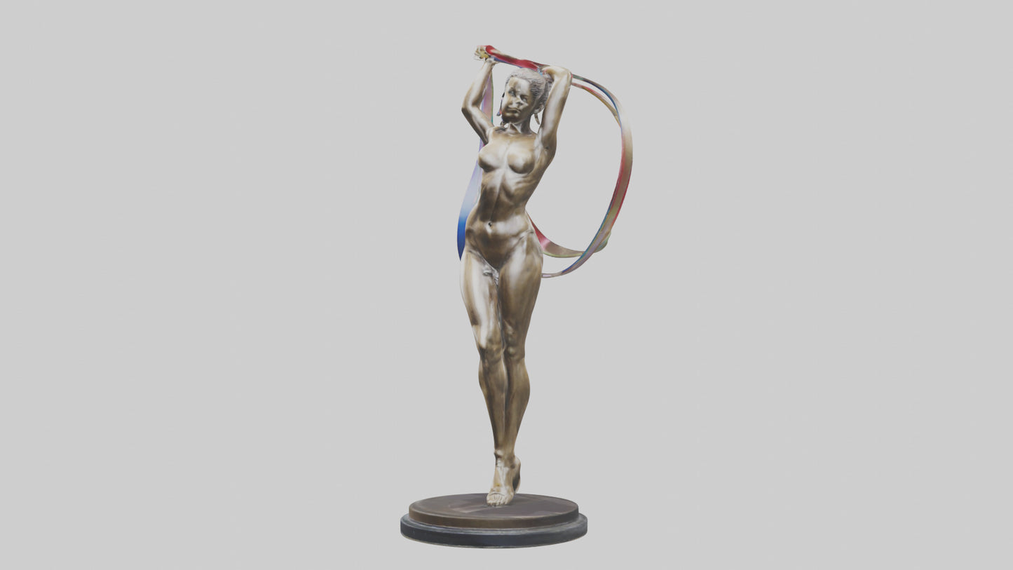Gymnast with Ribbon statue model VR / AR / low-poly