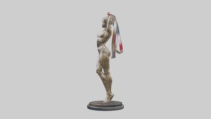 Gymnast with Ribbon statue model VR / AR / low-poly