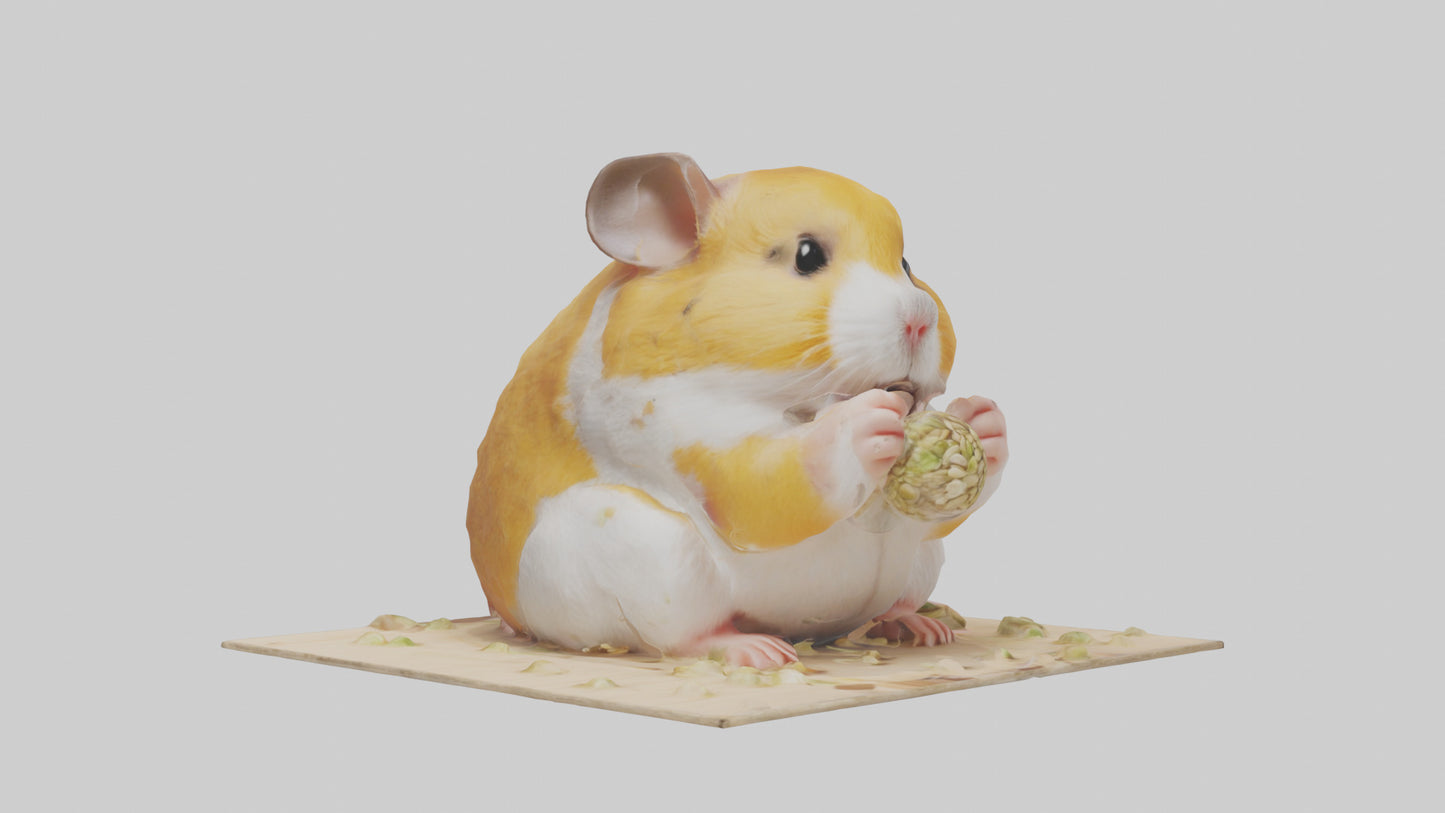 3D model Hamster eating seeds model VR / AR / low-poly