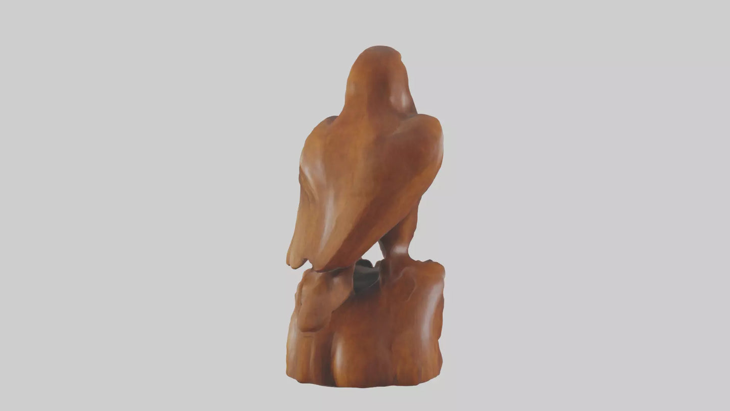 3D model Handcarved wood statue model VR / AR / low-poly