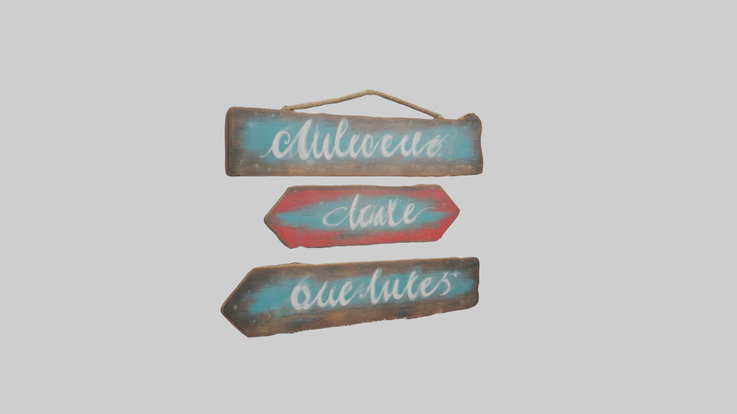 3D model Handpainted Wooden Signs VR / AR / low-poly