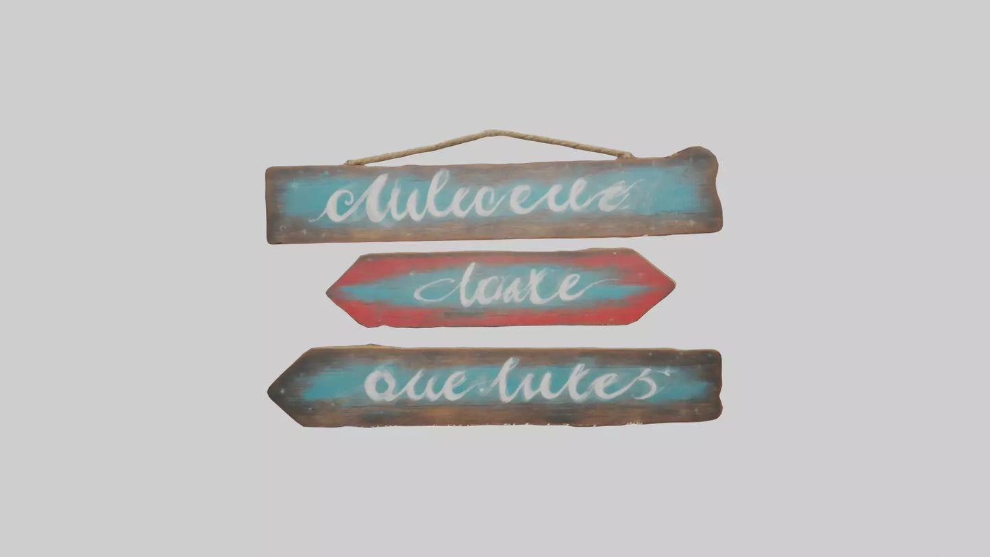 3D model Handpainted Wooden Signs VR / AR / low-poly