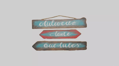 3D model Handpainted Wooden Signs VR / AR / low-poly