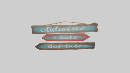 3D model Handpainted Wooden Signs VR / AR / low-poly