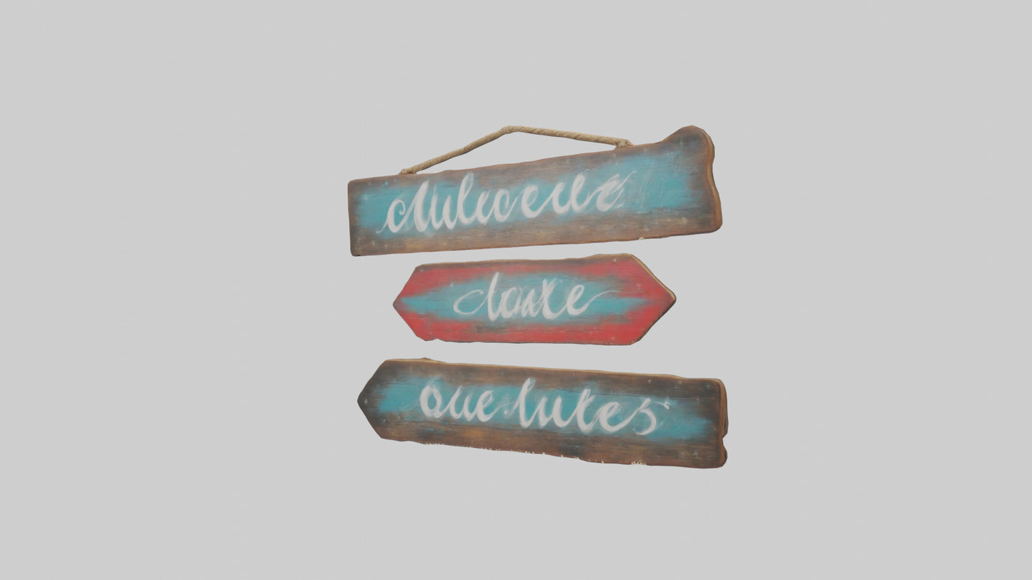 3D model Handpainted Wooden Signs VR / AR / low-poly