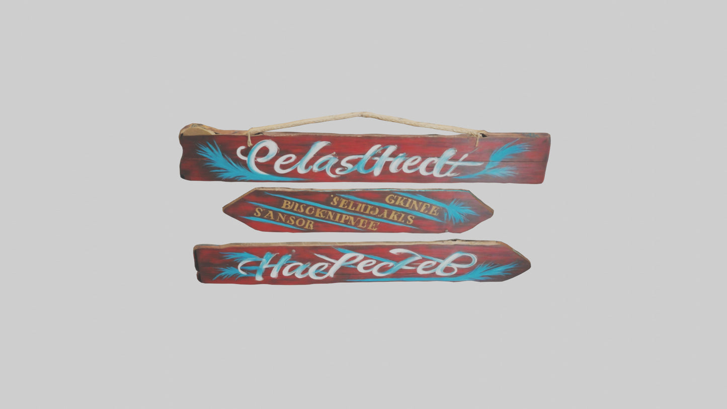 3D model Handpainted Wooden Signs VR / AR / low-poly