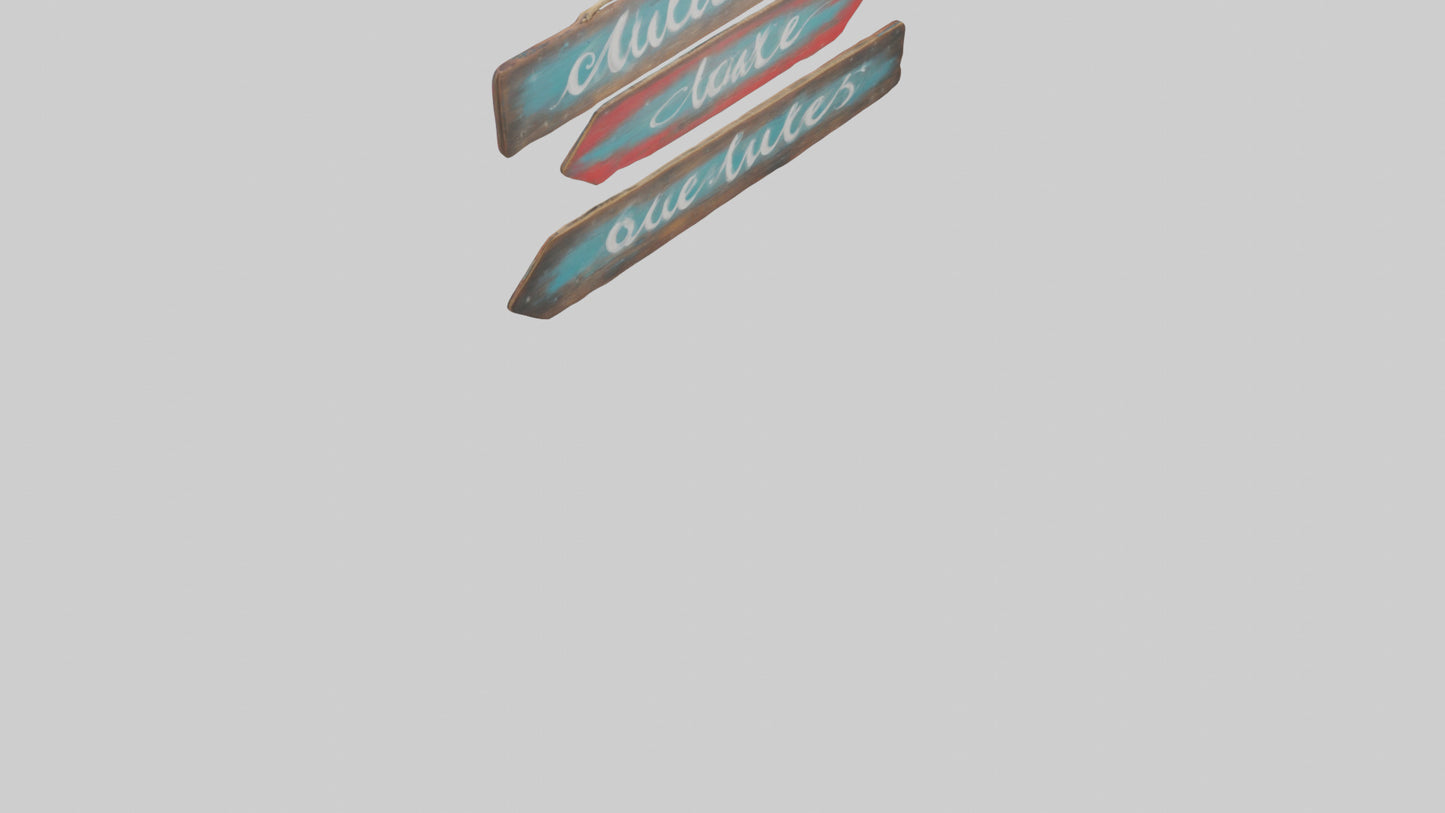 3D model Handpainted Wooden Signs VR / AR / low-poly