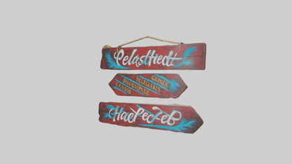 3D model Handpainted Wooden Signs VR / AR / low-poly