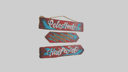 3D model Handpainted Wooden Signs VR / AR / low-poly