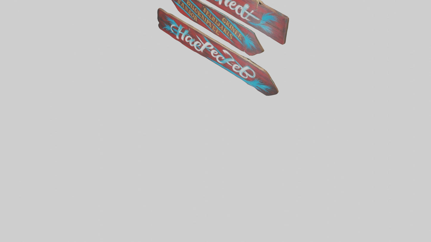 3D model Handpainted Wooden Signs VR / AR / low-poly