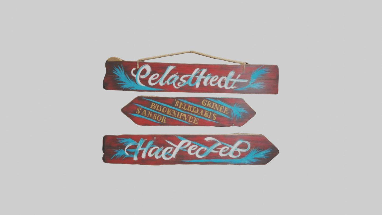 3D model Handpainted Wooden Signs VR / AR / low-poly