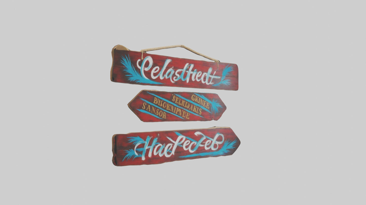 3D model Handpainted Wooden Signs VR / AR / low-poly