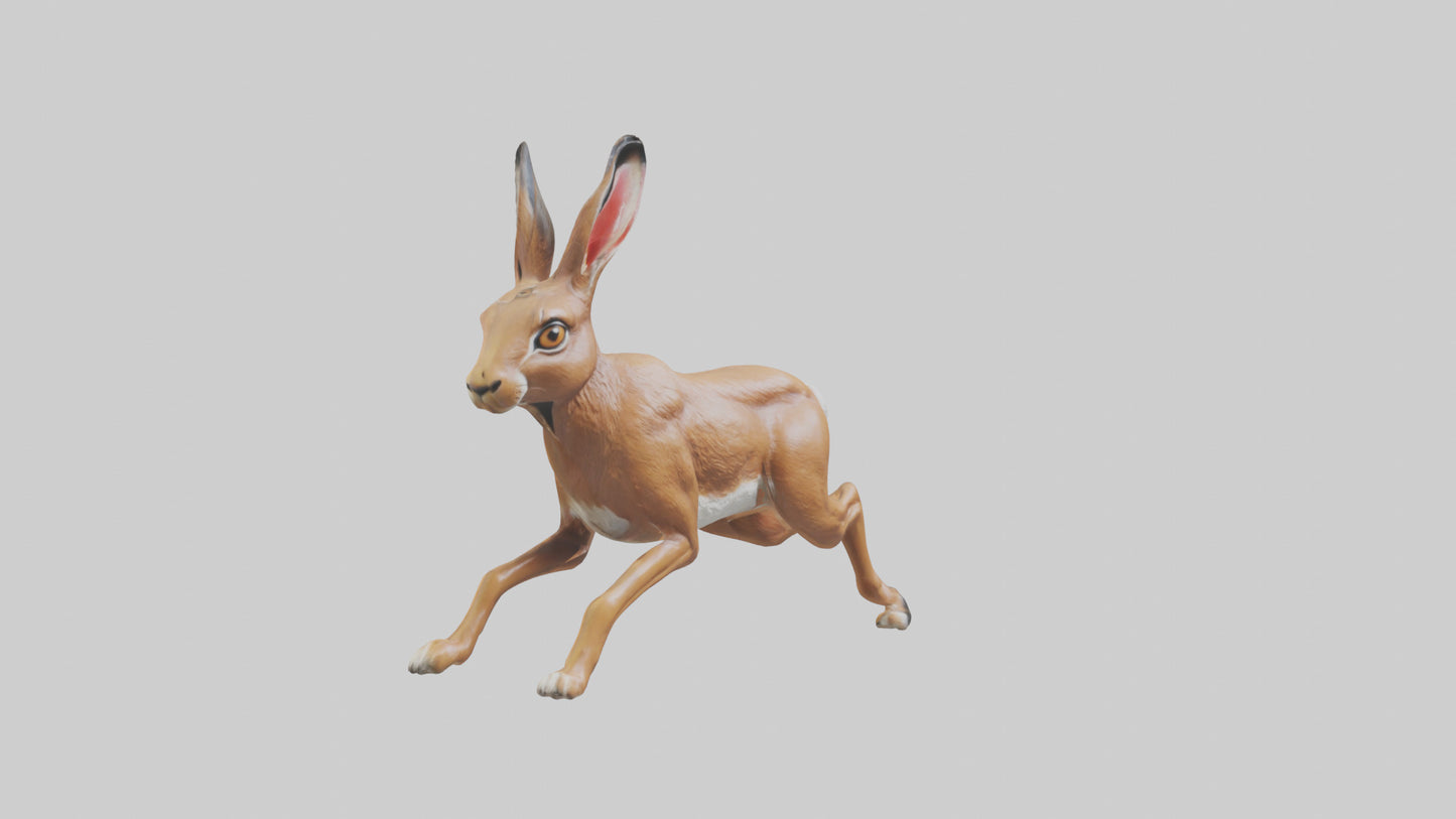 3D model Hare running model VR / AR / low-poly